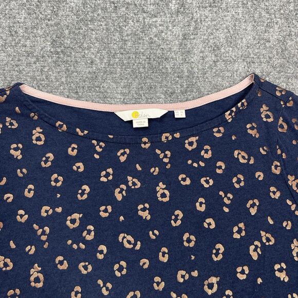 Boden Judith Top Womens Size 6 Navy Boatneck Metallic Rose Gold Animal Print - Picture 4 of 10
